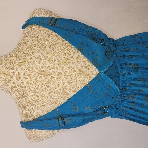 Angie Women's Blue Umbre Paisley Print Wide Leg Adjustable Strap Jumpsuit Size M - Picture 9 of 12